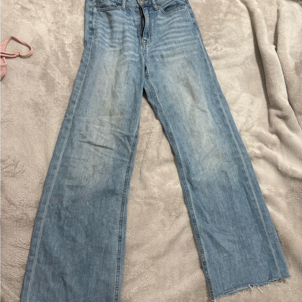 Women's Light Blue Wide-Leg Jeans